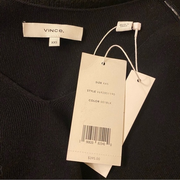 VINCE V-Neck Long Sleeve Dress in Black Size XXS - Picture 11 of 12